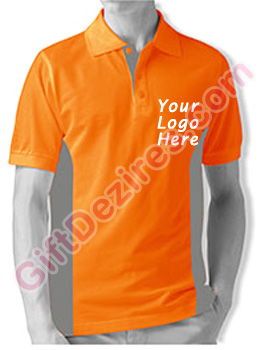Designer Orange and Grey Color Logo Printed T Shirts